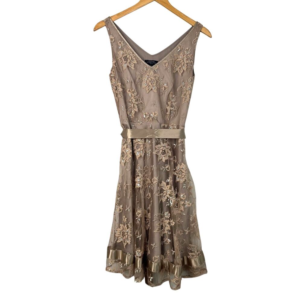 Tahari Arthur S. Levine Copper Floral Lace A-Line Dress